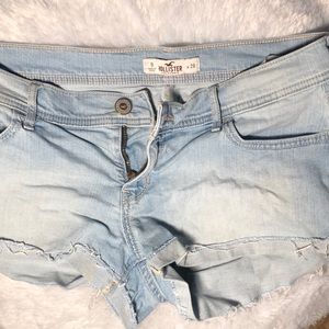 Girl Jean Shorts Light Blue, Slight Fringe on End•